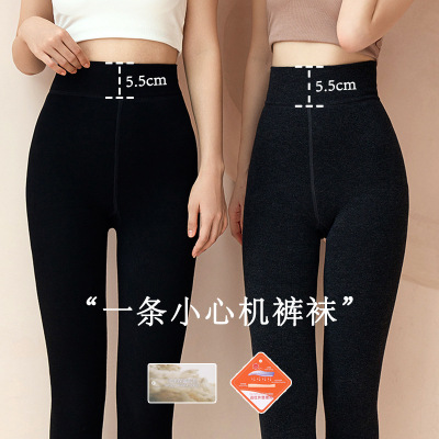 Micro Pressure Warm Leggings Panty-Hose Far Infrared Temperature Rise Wool High Waist Panty-Hose Black Slimming Leg