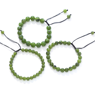 Direct Supply Natural Canada Jade Bracelet Black Dot Green Jade Ornament Beaded Hand-Woven Bracelet for Women