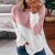 Foreign Trade European and American Foreign Trade Cross-Border Women's Clothing Popular Products Color Matching Crisscross Neckline round Neck Contrast Color Long Sleeve Knitted Sweater