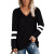 Amazon Women's 2022 Cross-Border Foreign Trade European and American Ladies Long Sleeve Color Contrast Patchwork V-neck Loose-Fitting Casual T-shirt Top