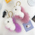 Rex Rabbit Fur Unicorn Key Pendants Fur Bag Pendant Cute Plush Doll White Pony Keychain for Women