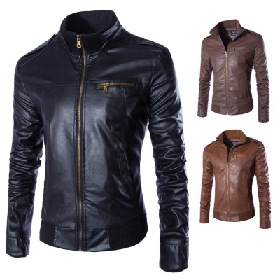 Foreign Trade Clothing Leather Coat Washed Motorcycle Pu Men's Leather Jackets New Fashion Clothing
