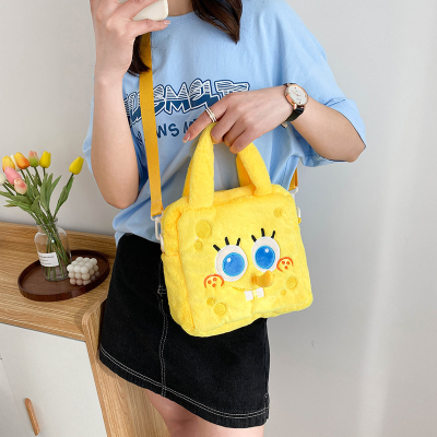 Autumn and Winter Plush Bag New Women's Handbag Cute Cartoon Shoulder Bag Solid Color Casual Trend Crossbody Small Bag