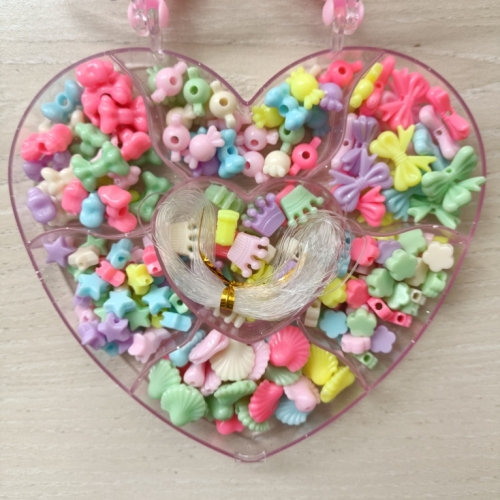 DIY Plastic Bead Colorful Cute Princess Pink Love Heart Portable Box Ornament Set Birthday Gift Gift Manufacturer