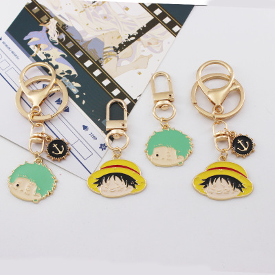 Japanese Style Creative Anime One Piece Keychain Straw Hat Luffy Zoro AirPods Bag Metal Hanging Buckle Hanging Ornaments