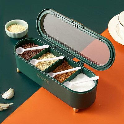 Spice Box Combination Set Seasoning Box Household Kitchen Utensils Salt MSG Storage Box Sealed Integrated Multi-Grid