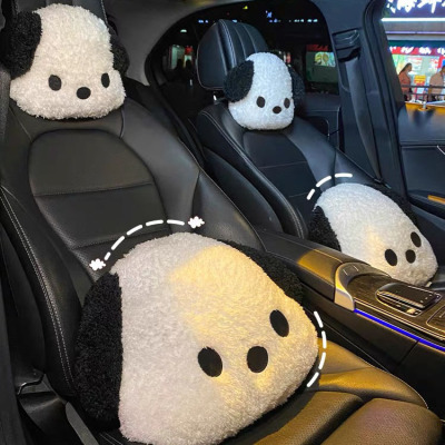 New Car Headrest Car Neck Pillow Headrest Car Interior Accessory Car Seat Lady Waist Pillow Black and White Dog Lumbar Support Pillow
