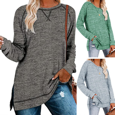 2022 European and American Foreign Trade Cross-Border Women's Clothing Amazon Hot Products Crisscross Neckline Loose round Neck Long Sleeve Pullover Hoodie