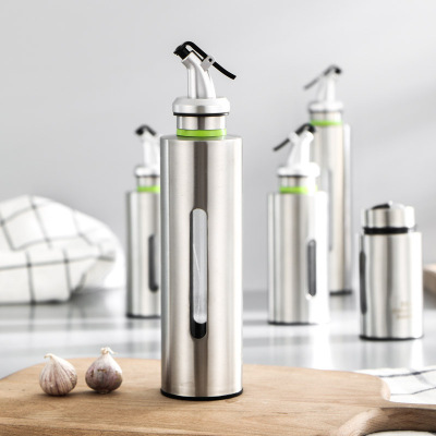 304 Stainless Steel Oiler Kitchen Household Large and Small Size Leak-Proof Oil Controlling Bottle Seasoning Sauce Sesame Oil Small Vinegar Bottle & Can Pot