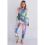 Foreign Trade Women's Clothing Popular European and American Women's Clothing Tie-Dyed Printed round Neck Long Sleeve Casual Suit