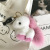 Rex Rabbit Fur Unicorn Key Pendants Fur Bag Pendant Cute Plush Doll White Pony Keychain for Women