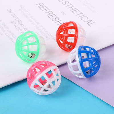 Amazon New Pet Cat Vocal Toy Ball Two-Tone Color Matching Grid Bell Ball Plastic Bell Ball