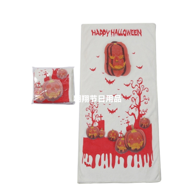 Halloween Color Changing Towel New Exotic Hot Water Pumpkin Pattern Changing Skull Towel Festival Decoration Props