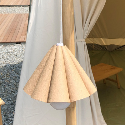 Outdoor Camping Hanging Hollow Lampshade Straight Starry Sky Light Cover Leather Stitching Wire Light Cover