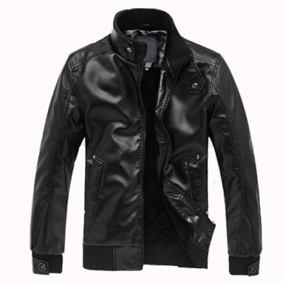 Foreign Trade Men's Faux Leather PU Leather Coat Slim Fit Warm Motorcycle Men's Leather Jackets