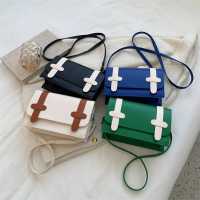 Trendy Stitching Small Bag for Women 2022 New Contrast Color Fashion Simple Small Square Bag Korean Style Casual Shoulder Messenger Bag