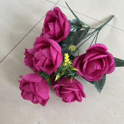 7-Head Emulational Rose Flower Home Plastic Flowers
