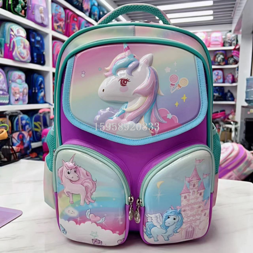 schoolbag backpack children‘s bag backpack 3d bag pu schoolbag trolley bag student bag leisure bag