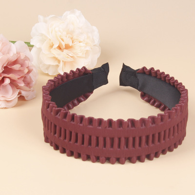 Hair Fixer Pleated Hairpin Headband Korean Style Wide-Brimmed PU Leather Headband Korean Style Versatile Casual Headwear for Women