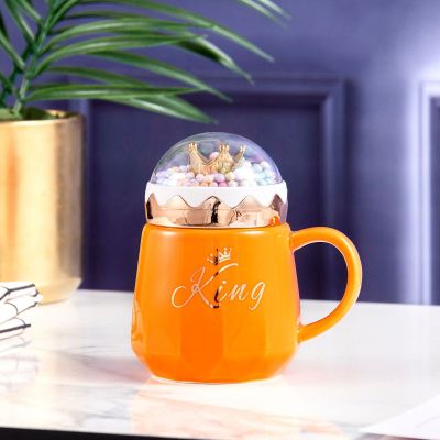 Student Ins Korean Style Lovers Ceramic Cup Household Ceramic Cup with Cover with Spoon Creative Office Coffee Cup
