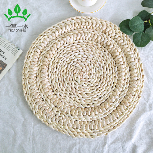 japanese-style woven corn leather placemat straw placemat heat proof mat tea mat handmade three-strand woven casserole mat coaster