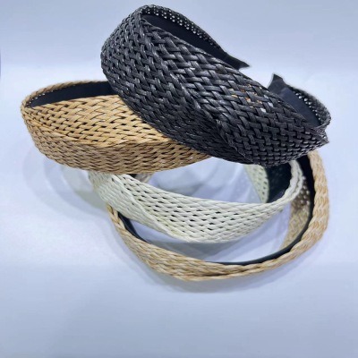 European and American Artificial Woven Hairband Decoration Sweet Mori Female All-Match Wide-Brimmed Personal Influencer Headband Factory Wholesale