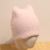 Angola Rabbit Fur Hat Autumn and Winter Women's Korean-Style Knitted Earflaps Cap Double-Layer Thickened Warm Sweet Solid Color Sleeve Cap