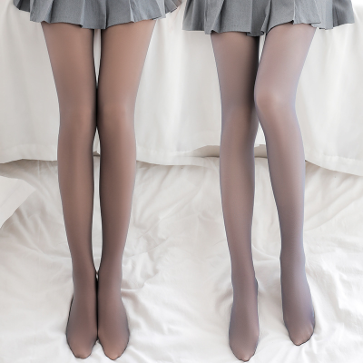 Internet Celebrity Hot Push One-Piece Trousers See-through Leggings Female Stewardess Gray Slim Fit All-Match Transparent Romper Gray Socks Transparent