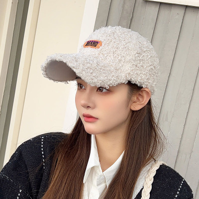 Japanese Autumn and Winter New Teddy Plush Look Small Casual All-Matching Baseball Cap Female Winter Thickening Warm Peaked Cap