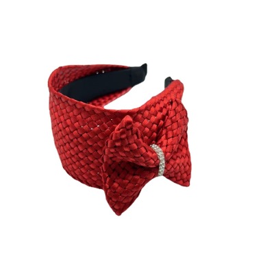 Women's Autumn/Winter Wide Headband Independent Packaging Geometric Plaid Retro Bow Headdress