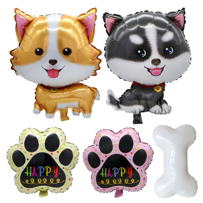 New Husky Corgi Palm Printing Aluminum Film Balloon Pet Dog Party Birthday Decorative Aluminum Foil Balloon Wholesale