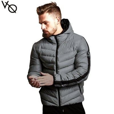 Foreign Trade Men's down Jacket Fitness Casual Hooded Zipper Cotton Coat Men's Fashion Loose Cotton Jacket