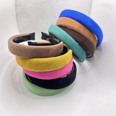 Korean Ins Color Sponge Hair Band Graceful Online Influencer Simple Hairband Women's All-Match Outing Partysu Hair Accessories