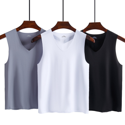 Summer Seamless Men Ice Silk Vest Men's Slim Fit Sports Fitness Hurdle Bottoming Sleeveless Breathable Generation Wholesale Fashion