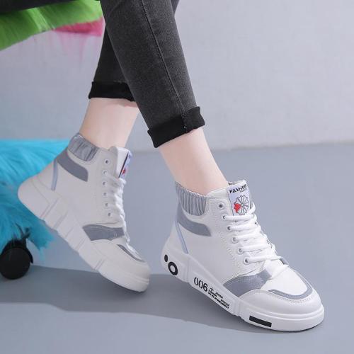 high top white shoes women‘s 2022 autumn and winter new korean style student running board shoes all-match flat casual shoes women‘s shoes