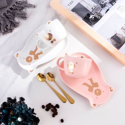 Coffee Cup Set Good-looking Cup British Afternoon Tea Cup and Saucer High-End Ear Hanging Coffee Set Household