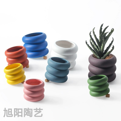 Nordic Ins Style Morandi Ceramic Succulents Flower Pot Modern Simple Personality Art Green Radish round