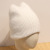 Angola Rabbit Fur Hat Autumn and Winter Women's Korean-Style Knitted Earflaps Cap Double-Layer Thickened Warm Sweet Solid Color Sleeve Cap