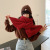 Red Knitted Scarf Solid Color Advanced Casual Fashion All-Matching Dual-Use Shawl Autumn and Winter Thick Warm Scarf Korean Style