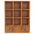 Zakka Retro Nine-Grid Two-Drawer Wooden Storage Cabinet Multi-Functional Home Desktop Drawer Sundries Storage Cabinet