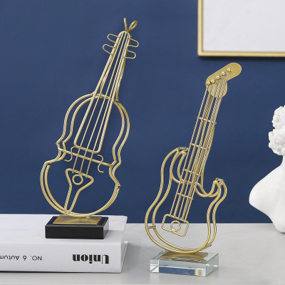 Nordic Ins Iron Guitar Violin Decoration Musical Instrument Model Hallway Wine Cabinet Home Decorative Crafts Furnishings