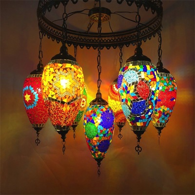 Retro Romantic Ethnic Style Cafe Hotel Homestay Bar Xinjiang Restaurant Turkish Handmade Glass Chandelier