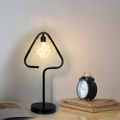 Minimalist Creative Personalized Bedroom Study Dormitory Solid Wood Retro Iron Art Decoration Bedside Plug-in Counter Lamp