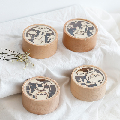 Creative Wooden DIY Hand Music Box Music Box Sky City Totoro Children's Birthday Gifts for Girlfriend