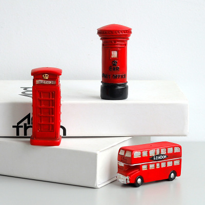 Factory Direct Sales Creative Retro British Style Post Box Decoration Mini Red Telephone Booth Resin Crafts