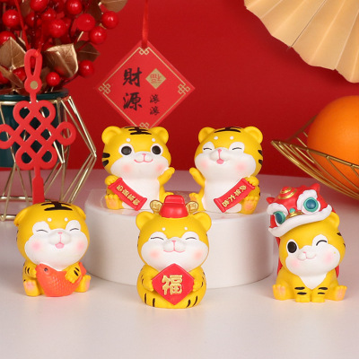 New Creative New Year Tiger Resin Decorations Spring Festival Festive Year of the Tiger Mascot Home Decorations Small Ornaments