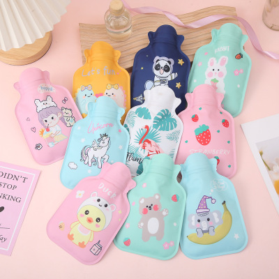 Cute Water Injection Hot Water Bottle Ins Cartoon Portable Hand Warmer Double Layer Sponge Hot Water Injection Bag Factory Wholesale
