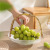 Creative Simple Glass Fruit Plate Portable Bamboo Rattan Fruit Basket Living Room Coffee Table Candy Snack Dish Transparent Fruit Plate