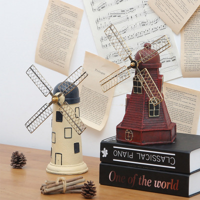 American Retro Dutch Windmill Resin Decorations Creative Home Living Room Desktop Wine Cabinet Decorations Model Display