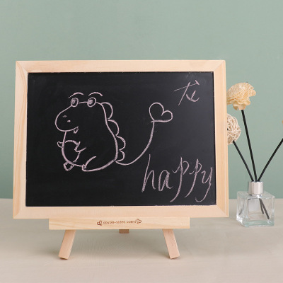 Household Cute Wood Small Blackboard Double-Sided Children's Drawing Board with Bracket Wall Hanging Magnetic White-Board Small Blackboard